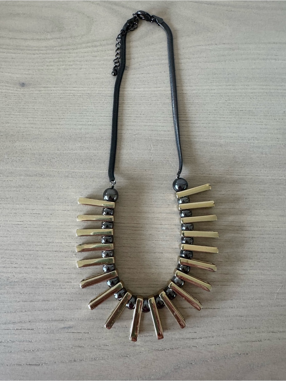 Express Gunmetal and Gold-Tone Fringe Bar Necklace - Picture 3 of 10